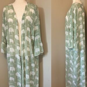 New Mint Green Kimono Duster 2X Arrows Buffalo Beach Coverup Lucky & Blessed NWT